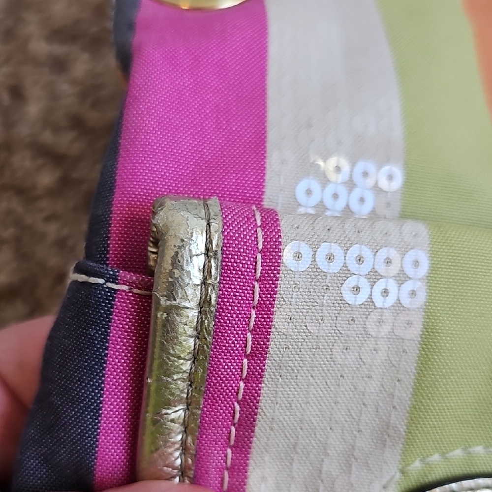 ​Coach 2011 Poppy Sequin Stripe Rocker Satchel - Style 19025 - Multi-Color EUC - Picture 16 of 16